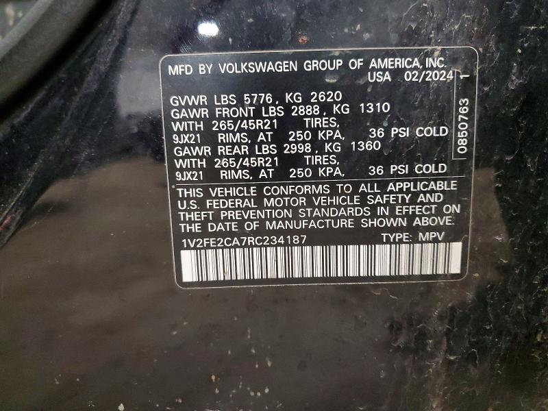 Продаж на аукціоні авто 2024 Volkswagen Atlas Cross Sport, vin: 1V2FE2CA7RC234187, номер лоту: 46528966