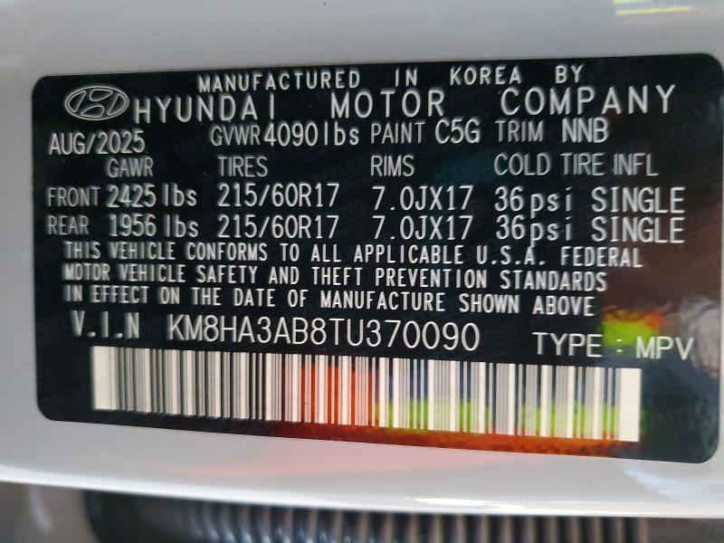Aukcja sprzedaży 2026 Hyundai Kona, vin: KM8HA3AB8TU370090, numer aukcji: 46211256