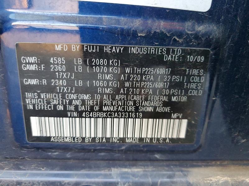 Продаж на аукціоні авто 2010 Subaru Outback, vin: 4S4BRBKC3A3331619, номер лоту: 46580846