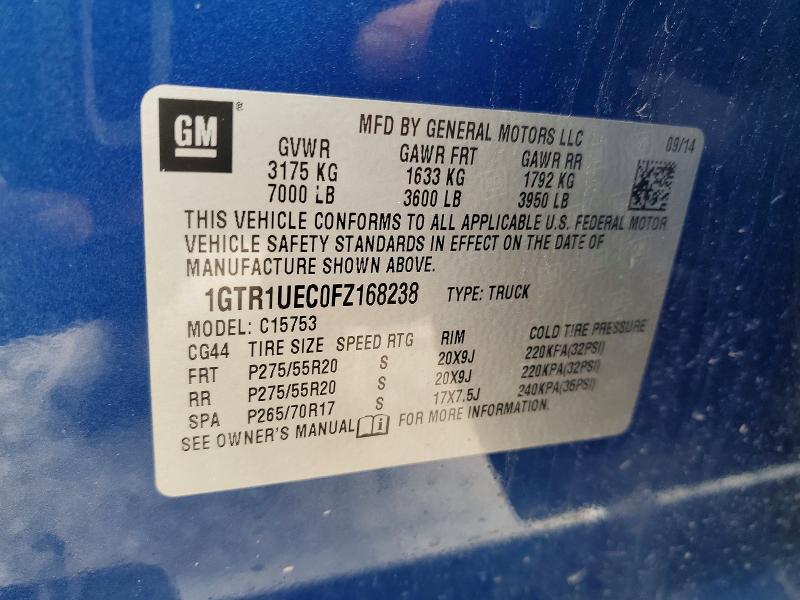 Aukcja sprzedaży 2015 Gmc Sierra, vin: 1GTR1UEC0FZ168238, numer aukcji: 79601165