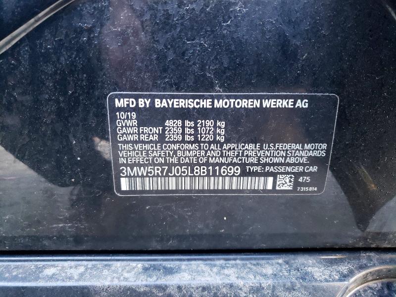 46002346 :رقم المزاد ، 3MW5R7J05L8B11699 vin ، 2020 Bmw 330xi مزاد بيع