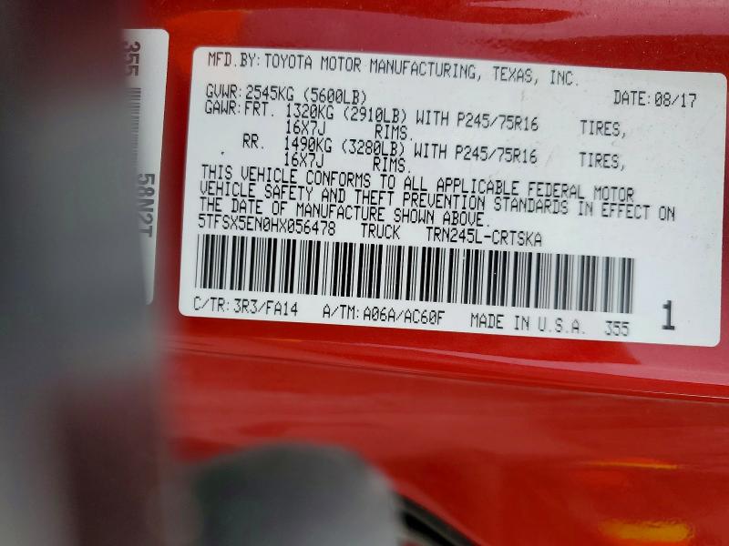 2017 Toyota Tacoma მანქანა იყიდება აუქციონზე, vin: 5TFSX5EN0HX056478, აუქციონის ნომერი: 47554866