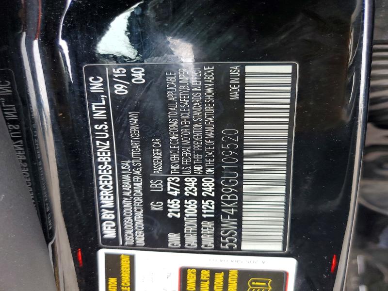 Продажа на аукционе авто 2016 Mercedes-benz C, vin: 55SWF4KB9GU109520, номер лота: 46997576