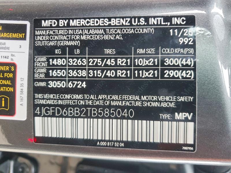 Aukcja sprzedaży 2026 Mercedes-benz Gle Coupe, vin: 4JGFD6BB2TB585040, numer aukcji: 47351006
