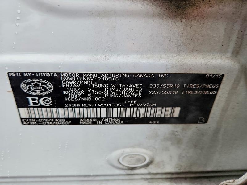 Продаж на аукціоні авто 2015 Toyota Rav4, vin: 2T3RFREV7FW291535, номер лоту: 46585936