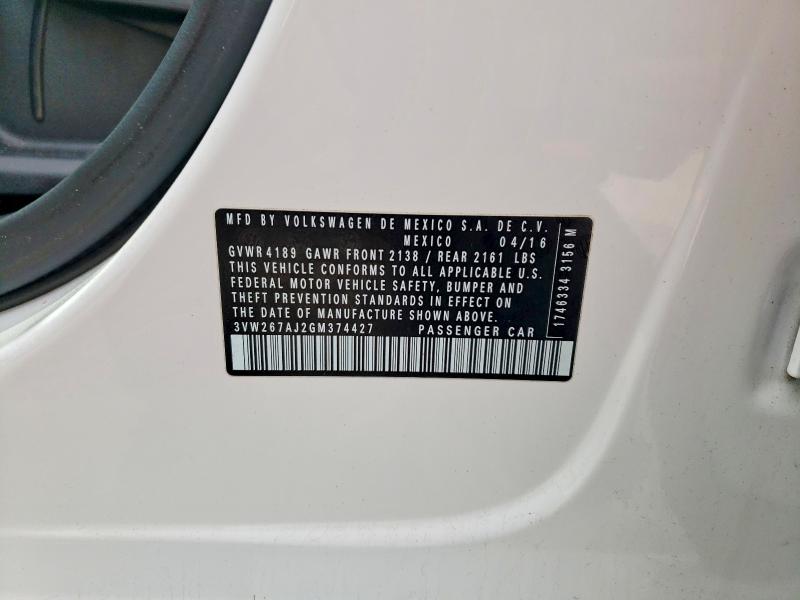 Aukcja sprzedaży 2016 Volkswagen Jetta, vin: 3VW267AJ2GM374427, numer aukcji: 46299956