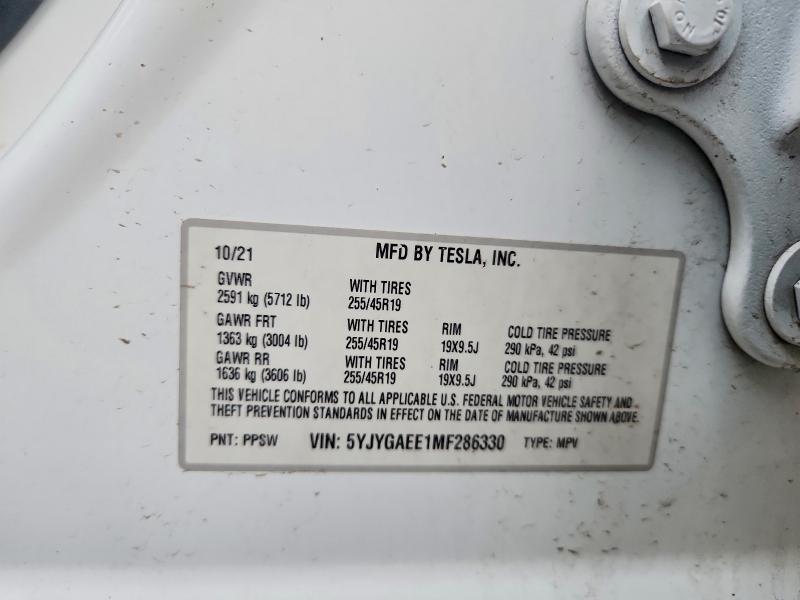 Aukcja sprzedaży 2021 Tesla Model Y, vin: 5YJYGAEE1MF286330, numer aukcji: 46865926