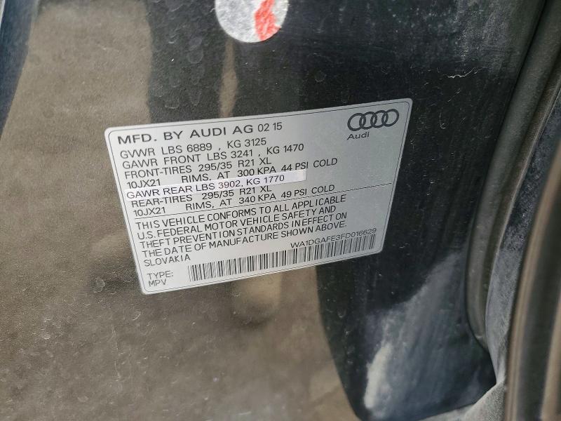 47396066 :رقم المزاد ، WA1DGAFE3FD016629 vin ، 2015 Audi Q7 مزاد بيع