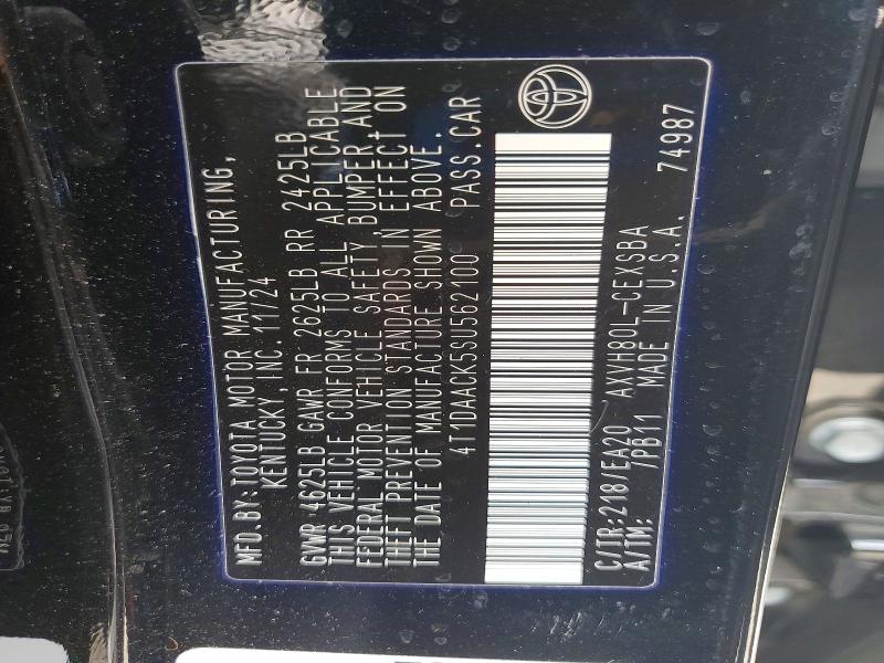 2025 Toyota Camry მანქანა იყიდება აუქციონზე, vin: 4T1DAACK5SU562100, აუქციონის ნომერი: 46802976