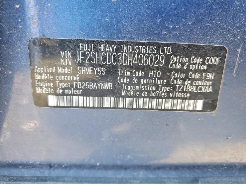 2013 Subaru Forester მანქანა იყიდება აუქციონზე, vin: JF2SHCDC3DH406029, აუქციონის ნომერი: 79415995