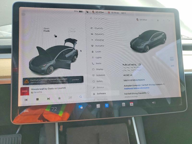 45878166 :رقم المزاد ، 5YJ3E1EBXLF620214 vin ، 2020 Tesla Model 3 مزاد بيع
