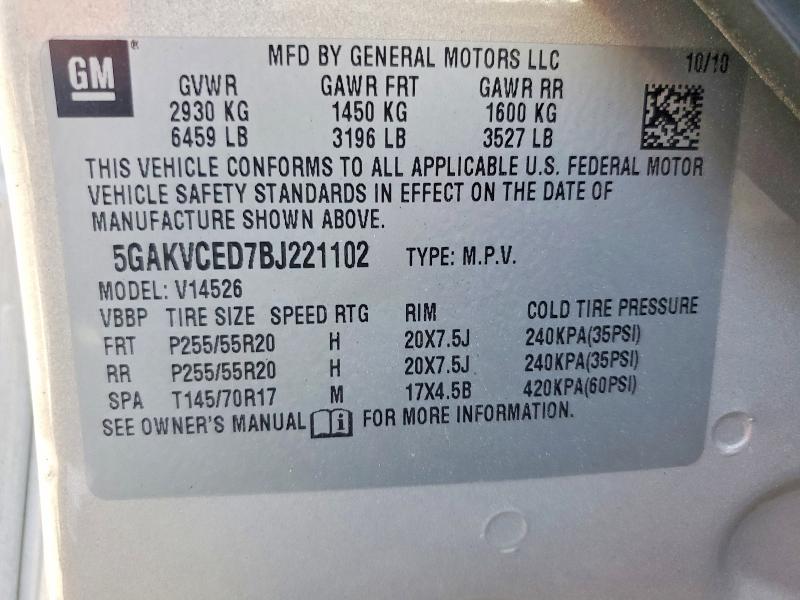 Aukcja sprzedaży 2011 Buick Enclave, vin: 5GAKVCED7BJ221102, numer aukcji: 47561746