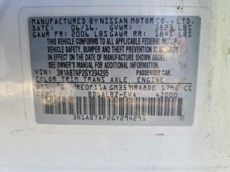 Продажа на аукционе авто 2016 Nissan Sentra, vin: 3N1AB7AP2GY294295, номер лота: 47739006