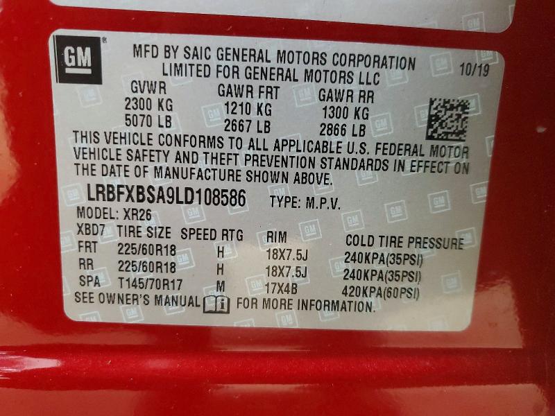 Aukcja sprzedaży 2020 Buick Envision, vin: LRBFXBSA9LD108586, numer aukcji: 79420765