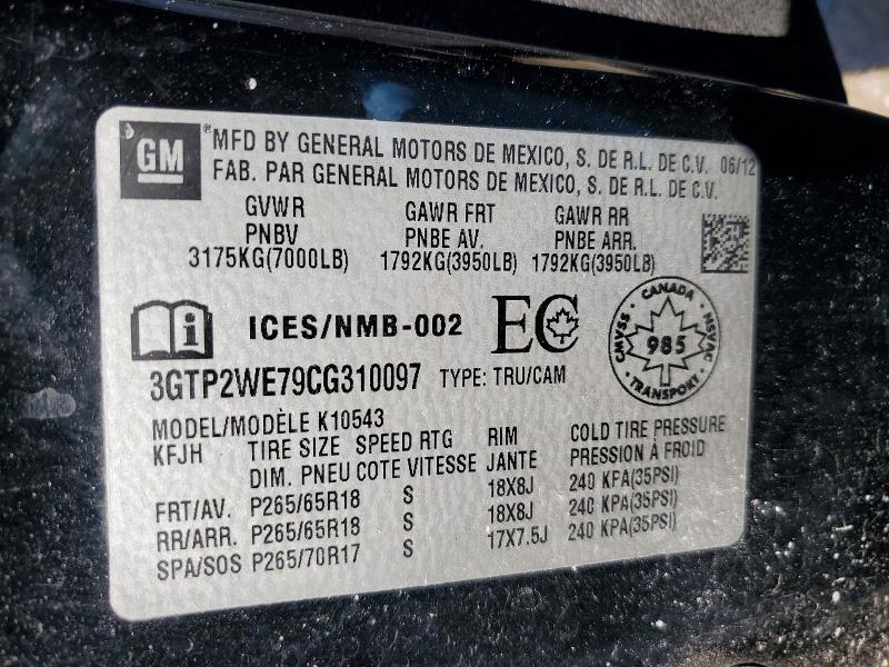 78509455 :رقم المزاد ، 3GTP2WE79CG310097 vin ، 2012 Gmc Sierra مزاد بيع