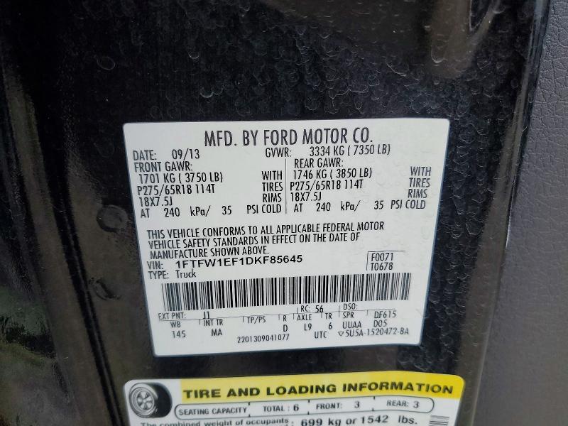 Aukcja sprzedaży 2013 Ford F150, vin: 1FTFW1EF1DKF85645, numer aukcji: 78812665