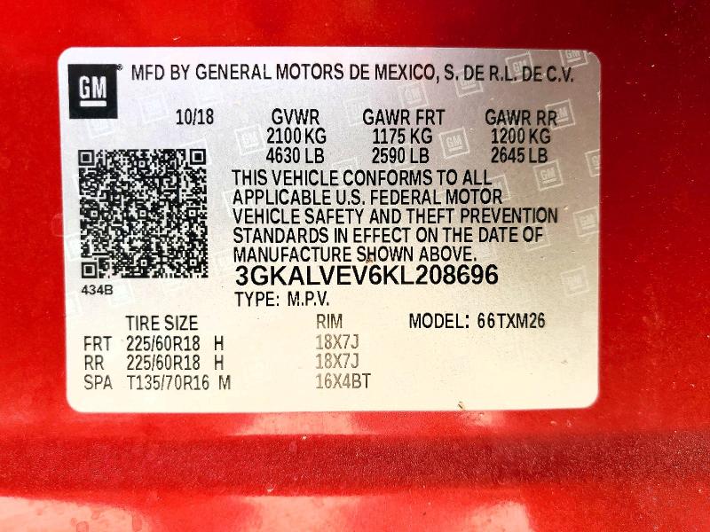 2019 Gmc Terrain მანქანა იყიდება აუქციონზე, vin: 3GKALVEV6KL208696, აუქციონის ნომერი: 46824846