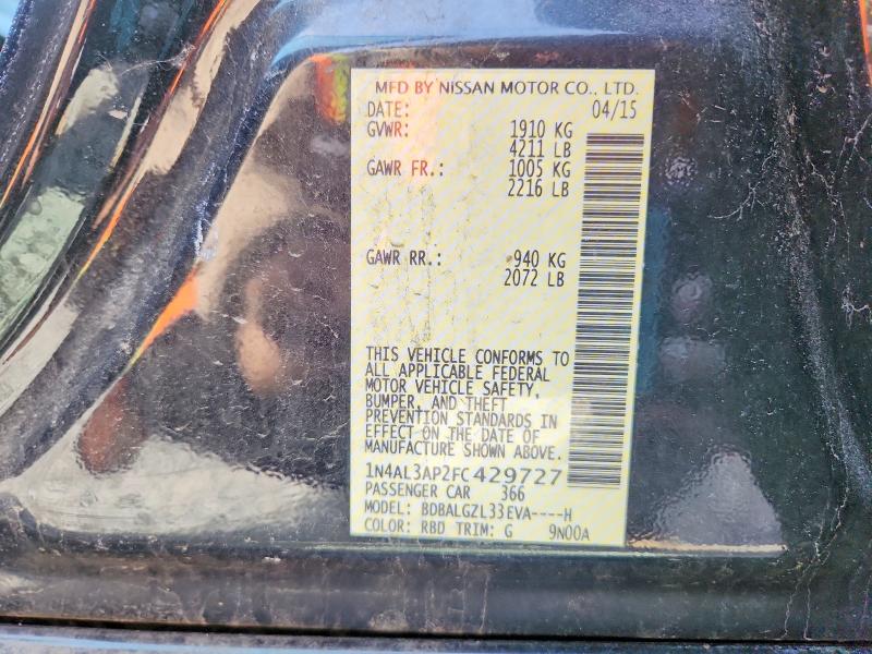 2015 Nissan Altima მანქანა იყიდება აუქციონზე, vin: 1N4AL3AP2FC429727, აუქციონის ნომერი: 46361856