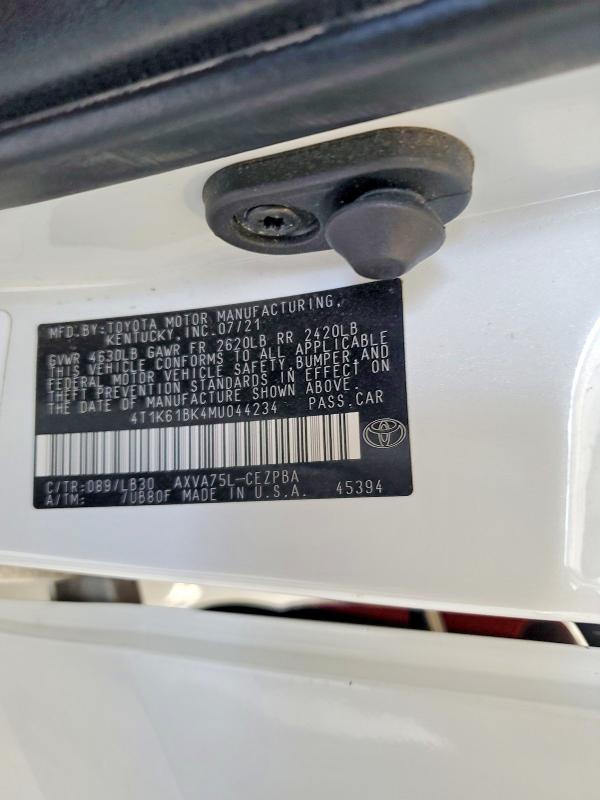 Продажа на аукционе авто 2021 Toyota Camry, vin: 4T1K61BK4MU044234, номер лота: 46205686