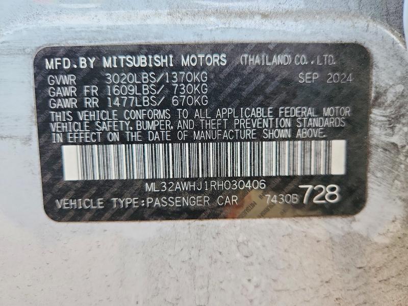 Aukcja sprzedaży 2024 Mitsubishi Mirage, vin: ML32AWHJ1RH030406, numer aukcji: 79665375