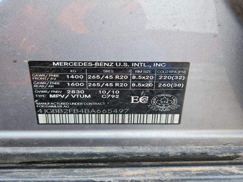 2011 Mercedes-benz Ml მანქანა იყიდება აუქციონზე, vin: 4JGBB2FB4BA665497, აუქციონის ნომერი: 76699735