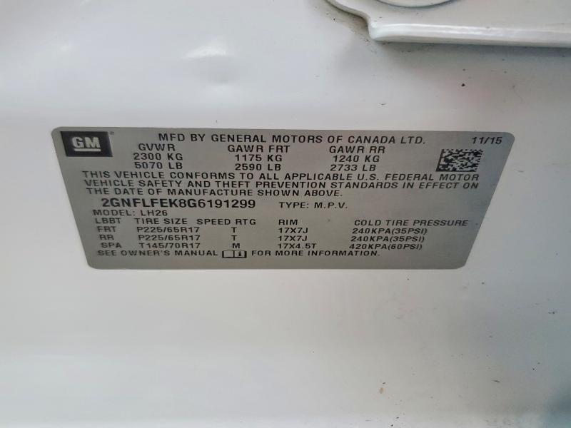 Продажа на аукционе авто 2016 Chevrolet Equinox, vin: 2GNFLFEK8G6191299, номер лота: 47766116