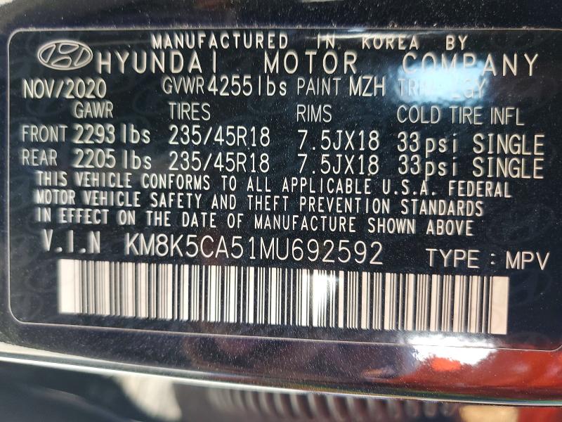 2021 Hyundai Kona მანქანა იყიდება აუქციონზე, vin: KM8K5CA51MU692592, აუქციონის ნომერი: 79649175