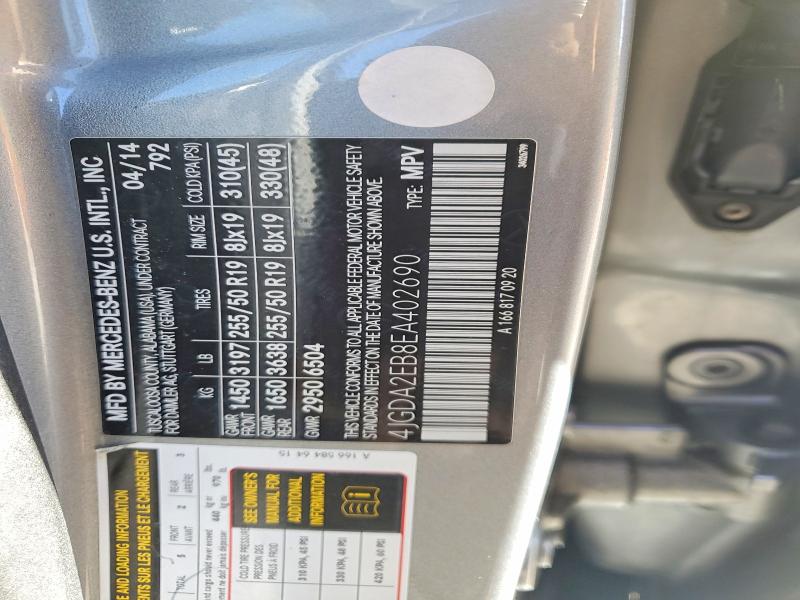 41618996 :رقم المزاد ، 4JGDA2EB8EA402690 vin ، 2014 Mercedes-benz Ml مزاد بيع
