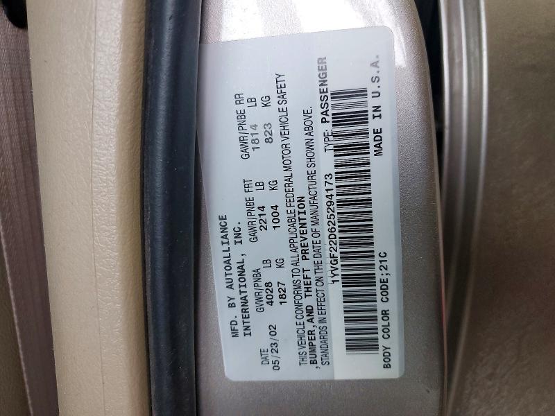 2002 Mazda 626 მანქანა იყიდება აუქციონზე, vin: 1YVGF22D625294173, აუქციონის ნომერი: 41768166