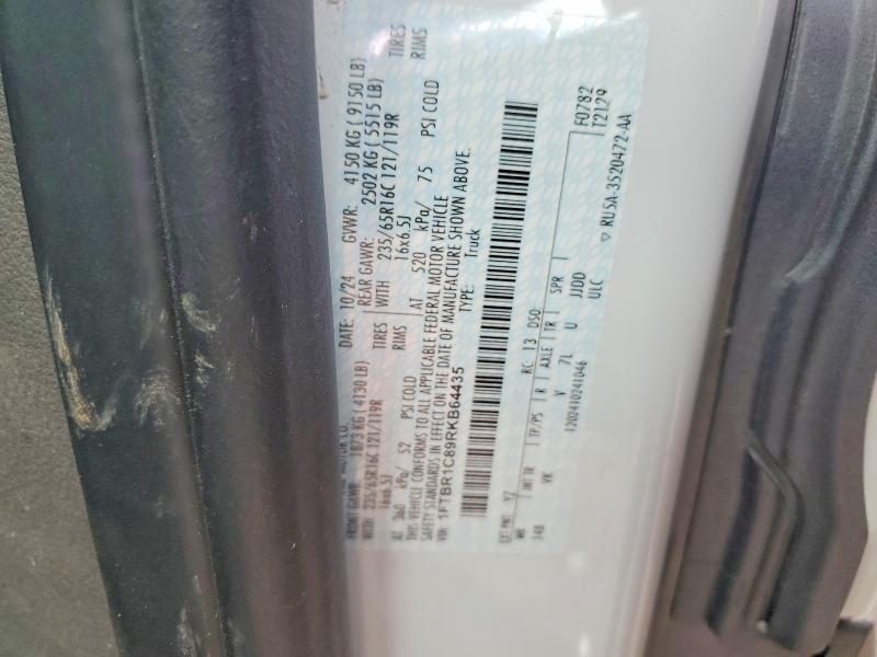 Aukcja sprzedaży 2024 Ford Transit, vin: 1FTBR1C89RKB64435, numer aukcji: 46498966