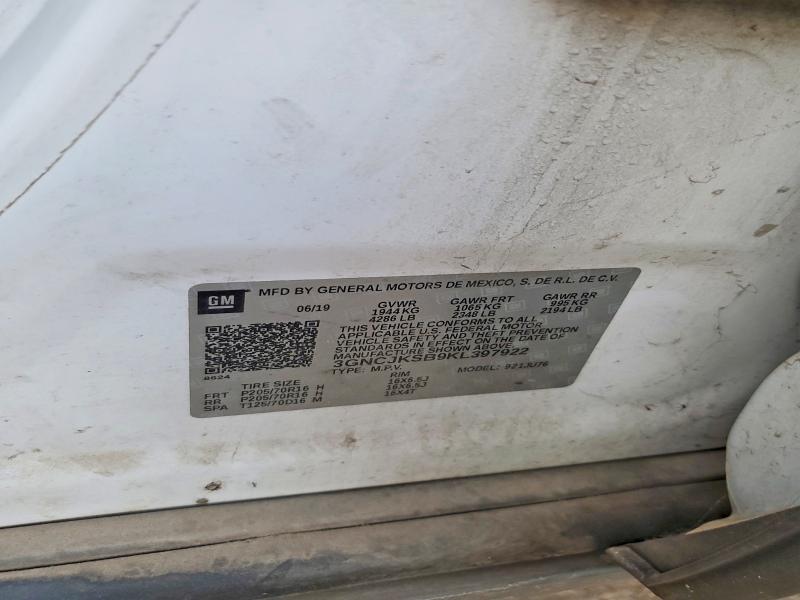 2019 Chev Trax მანქანა იყიდება აუქციონზე, vin: 3GNCJKSB9KL397922, აუქციონის ნომერი: 79932345