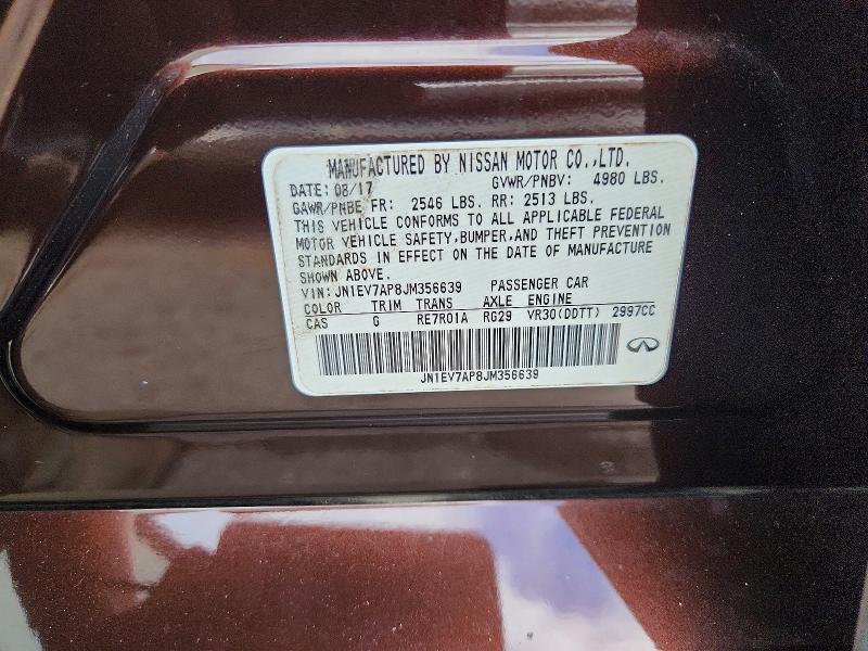 41967626 :رقم المزاد ، JN1EV7AP8JM356639 vin ، 2018 Infiniti Q50 مزاد بيع