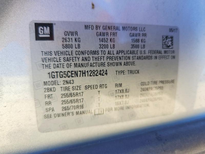 45565356 :رقم المزاد ، 1GTG5CEN7H1282424 vin ، 2017 Gmc Canyon مزاد بيع
