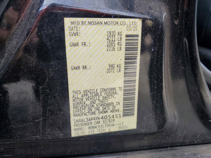 Aukcja sprzedaży 2015 Nissan Altima, vin: 1N4AL3AP4FN405451, numer aukcji: 41801806