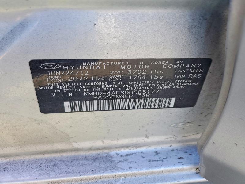 Aukcja sprzedaży 2013 Hyundai Elantra, vin: KMHDH4AE6DU585172, numer aukcji: 47164906