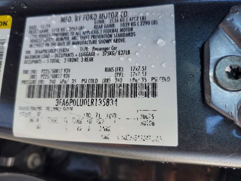 Продажа на аукционе авто 2020 Ford Fusion, vin: 3FA6P0LU0LR135834, номер лота: 79691005