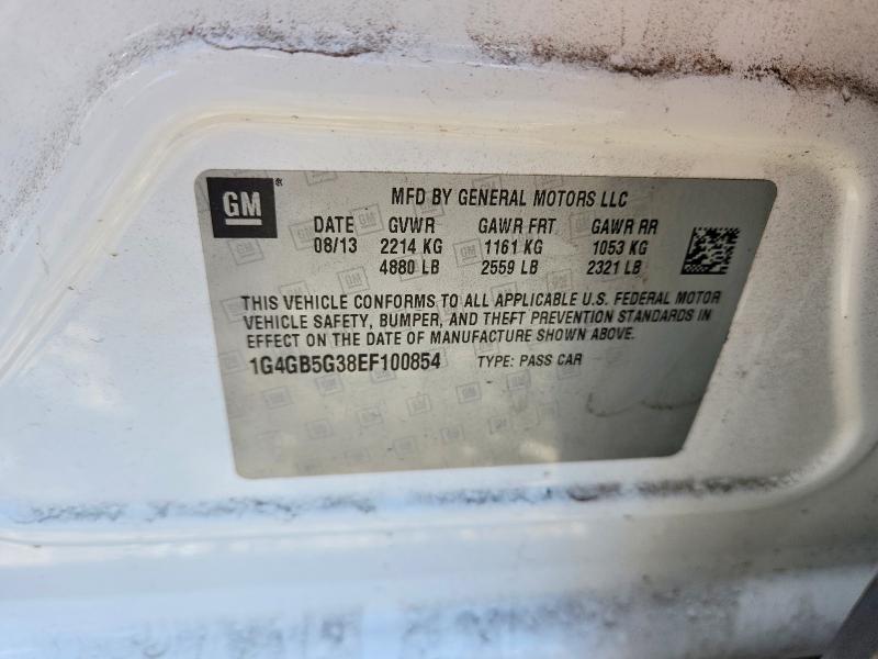 2014 Buick Lacrosse მანქანა იყიდება აუქციონზე, vin: 1G4GB5G38EF100854, აუქციონის ნომერი: 46561226