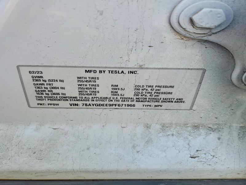 2023 Tesla Model Y მანქანა იყიდება აუქციონზე, vin: 7SAYGDEE9PF671966, აუქციონის ნომერი: 48339696