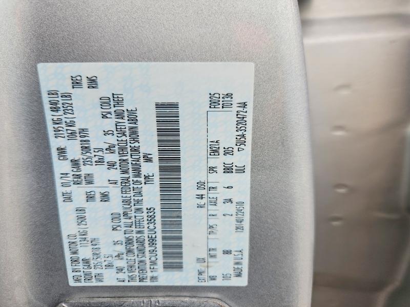 2014 Ford Escape მანქანა იყიდება აუქციონზე, vin: 1FMCU9J99EUC35835, აუქციონის ნომერი: 79200015