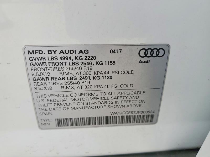 Продажа на аукционе авто 2018 Audi Q3, vin: WA1JCCFS7JR003524, номер лота: 47992256