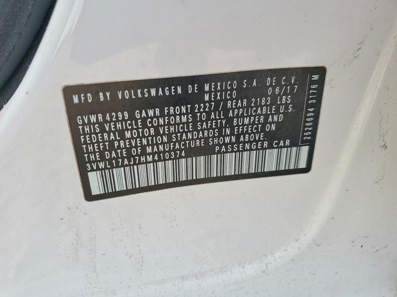 Продажа на аукционе авто 2017 Volkswagen Jetta, vin: 3VWL17AJ7HM410374, номер лота: 47972006