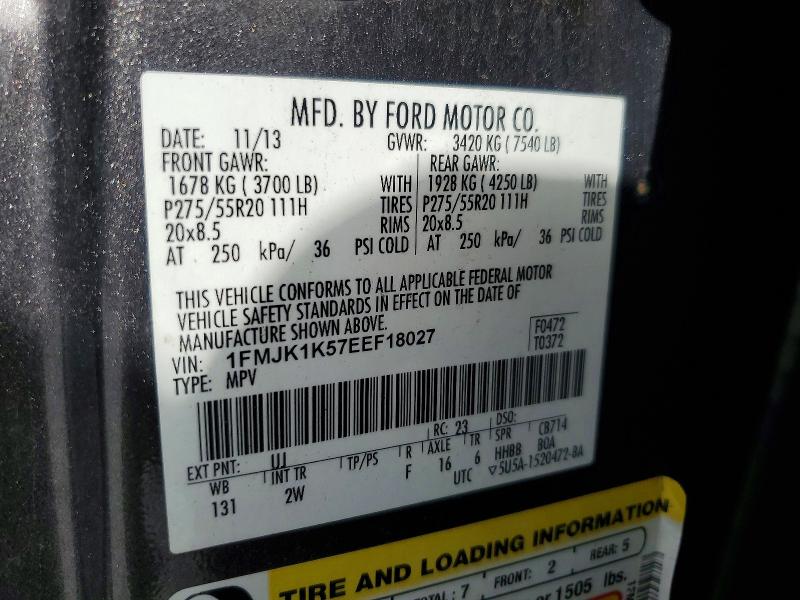 Продаж на аукціоні авто 2014 Ford Expedition, vin: 1FMJK1K57EEF18027, номер лоту: 47284706