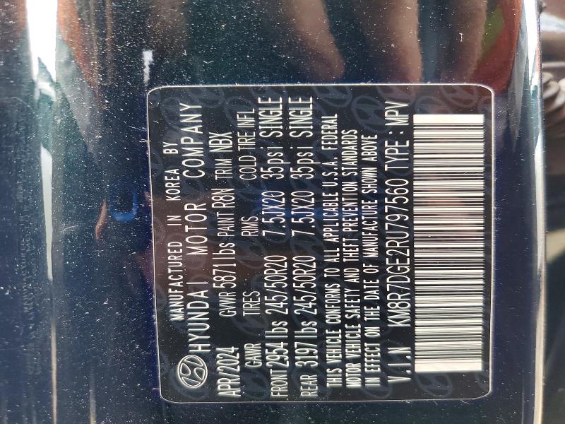 2024 Hyundai Palisade მანქანა იყიდება აუქციონზე, vin: KM8R7DGE2RU797560, აუქციონის ნომერი: 79823765