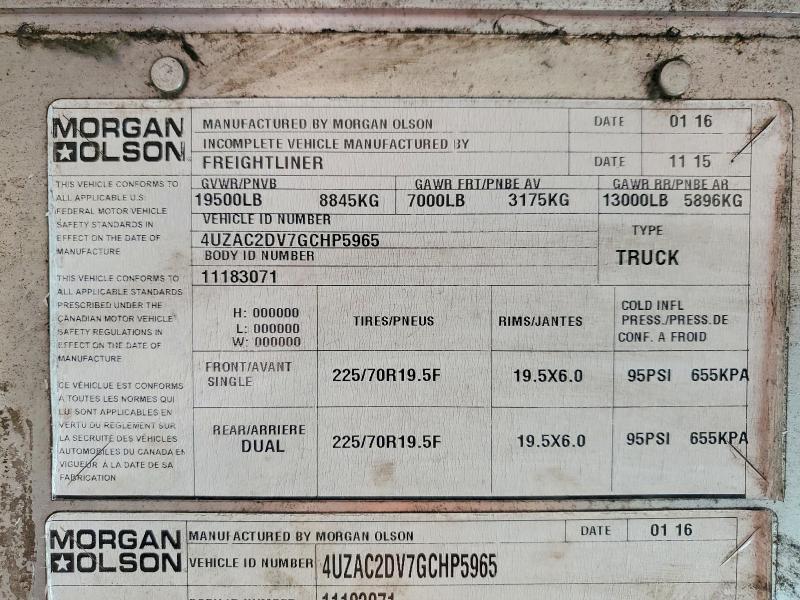 Продажа на аукционе авто 2016 Freigliner Mt45 Chassis, vin: 4UZAC2DV7GCHP5965, номер лота: 48873776