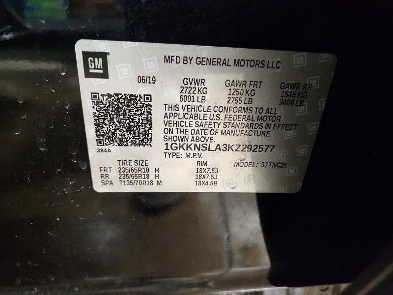 Продаж на аукціоні авто 2019 Gmc Acadia, vin: 1GKKNSLA3KZ292577, номер лоту: 46490356
