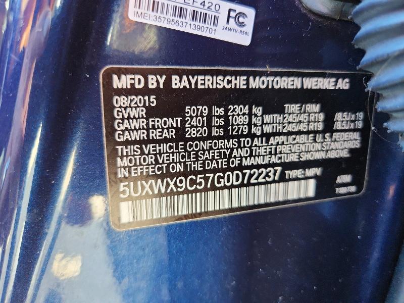Продажа на аукционе авто 2016 Bmw X3, vin: 5UXWX9C57G0D72237, номер лота: 47401996