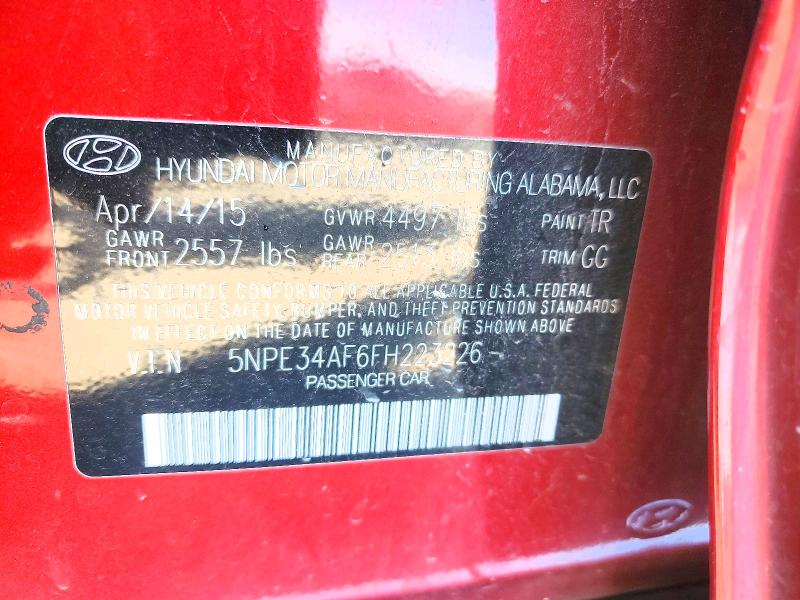 2015 Hyundai Sonata მანქანა იყიდება აუქციონზე, vin: 5NPE34AF6FH223226, აუქციონის ნომერი: 46215406