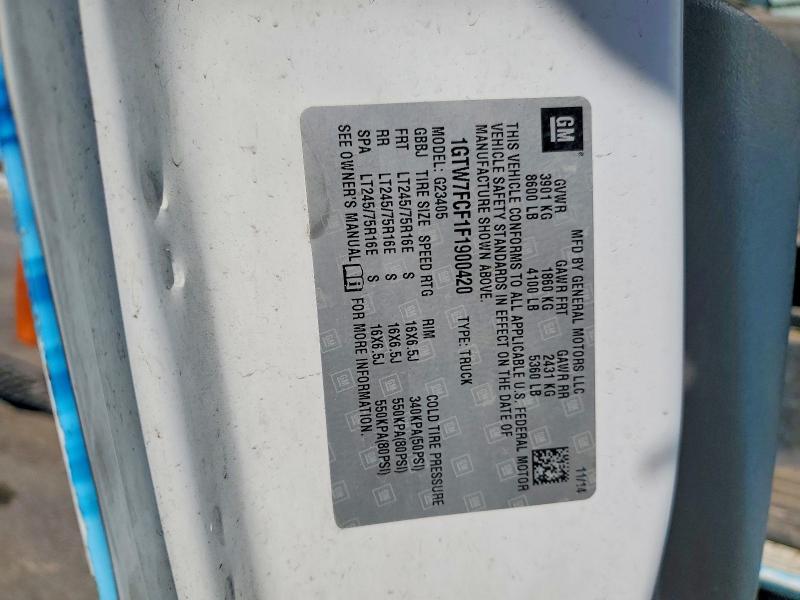 Aukcja sprzedaży 2015 Gmc Savana, vin: 1GTW7FCF1F1900420, numer aukcji: 45857496