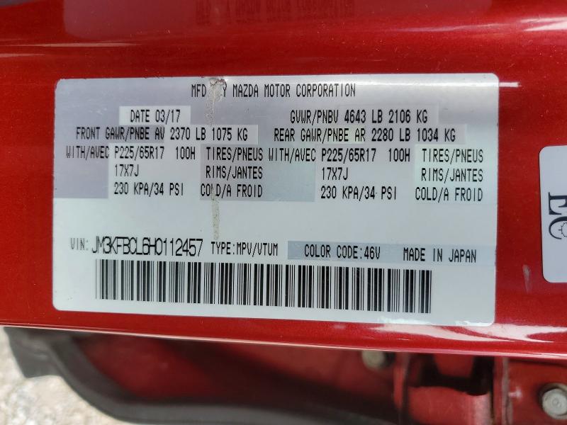 47972806 :رقم المزاد ، JM3KFBCL6H0112457 vin ، 2017 Mazda Cx-5 مزاد بيع