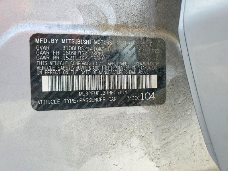 Продаж на аукціоні авто 2024 Mitsubishi Mirage, vin: ML32FUFJ3RHF05114, номер лоту: 47471926